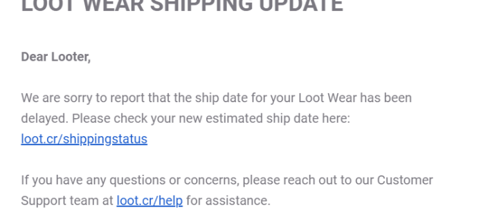 Loot Socks December 2018 – March 2019 Shipping Update!