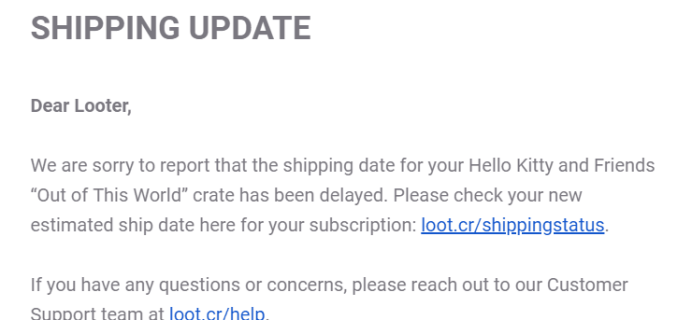 Hello Kitty and Friends Spring 2019 Shipping Update #2!