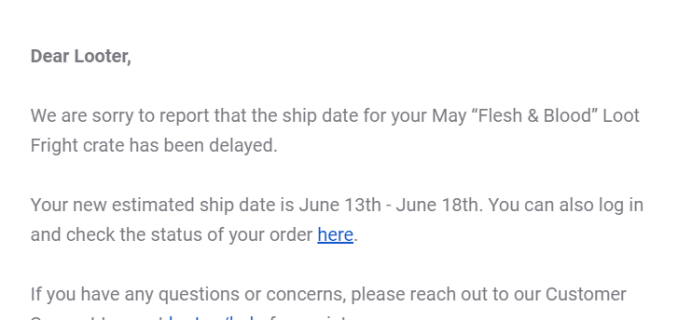 Loot Fright May 2019 Shipping Update + Coupon