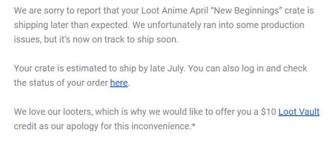 Loot Anime April 2019 Shipping Update #3!