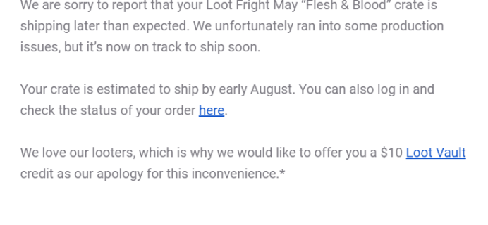 Loot Fright May 2019 Shipping Update #2 + Coupon!