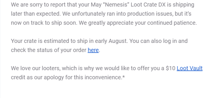 May 2019 Loot Crate DX Shipping Update #2