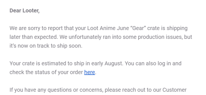 Loot Anime July 2019 Shipping Update!
