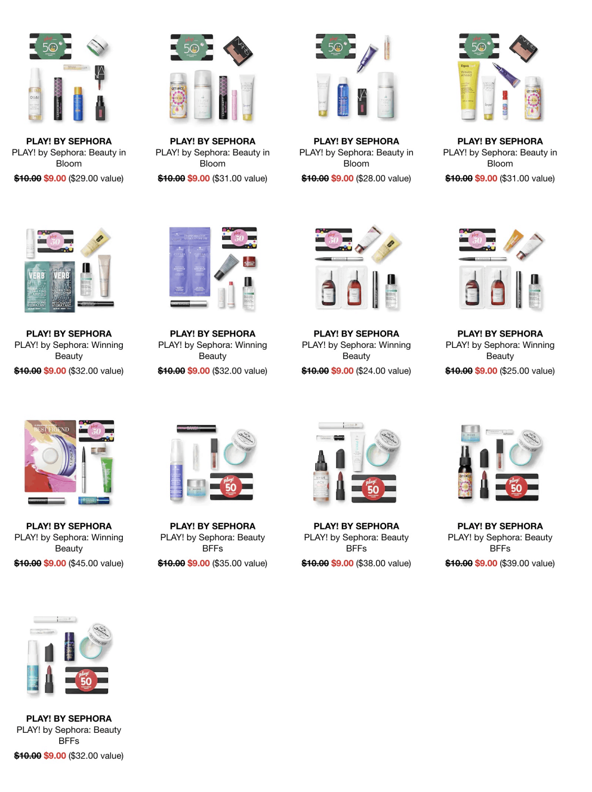 Play! by Sephora Labor Day Sale Past Boxes Now 9! Hello Subscription