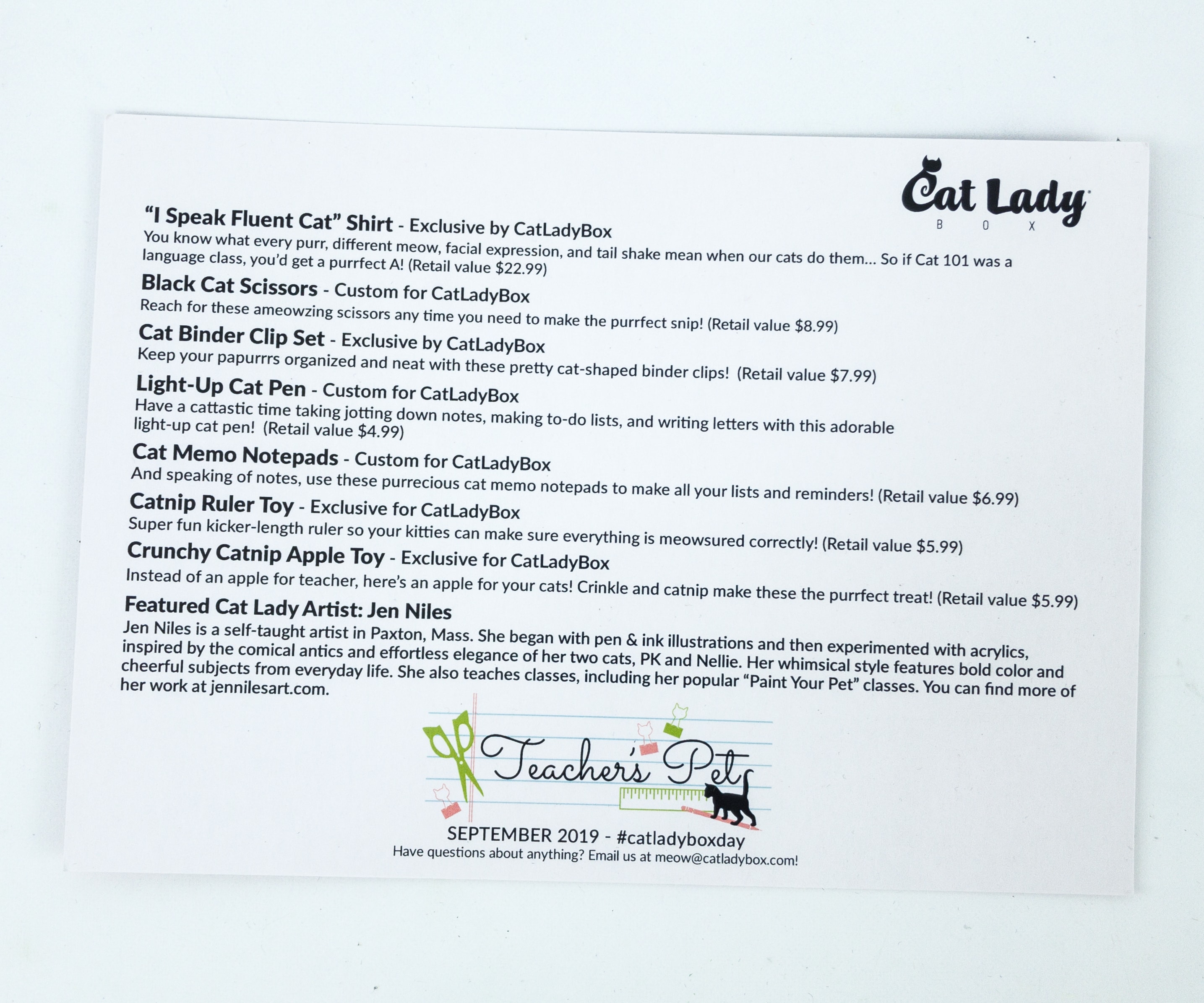 Cat Lady Box September 19 Subscription Box Review Hello Subscription