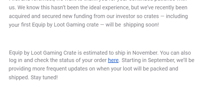 Equip by Loot Gaming Shipping Update!