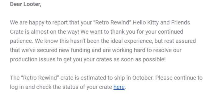 Hello Kitty and Friends Summer 2019 Shipping Update!