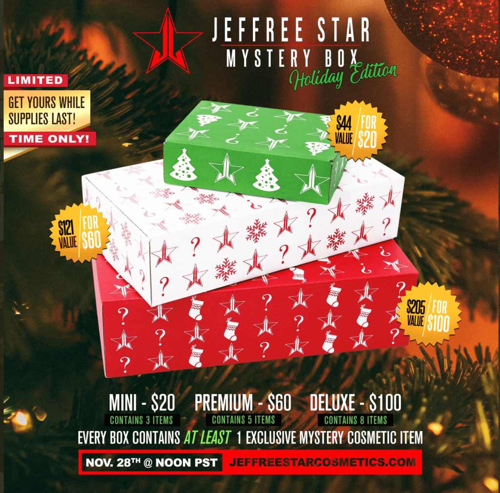 Jeffree Star Holiday Mystery Boxes Launch Thanksgiving Day Hello Subscription