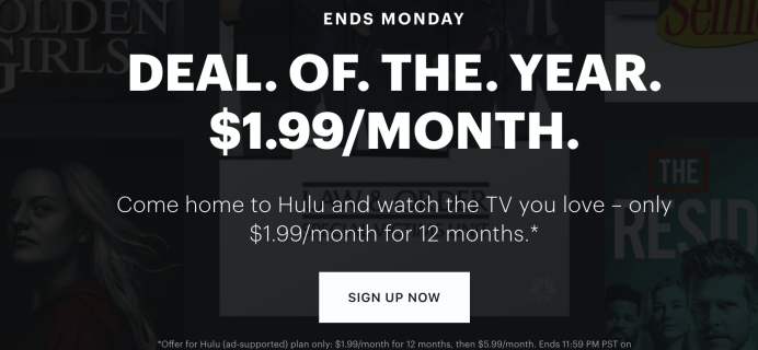 Hulu Black Friday & Cyber Monday Deal: Get an entire YEAR of Hulu for just $1.99 per month!