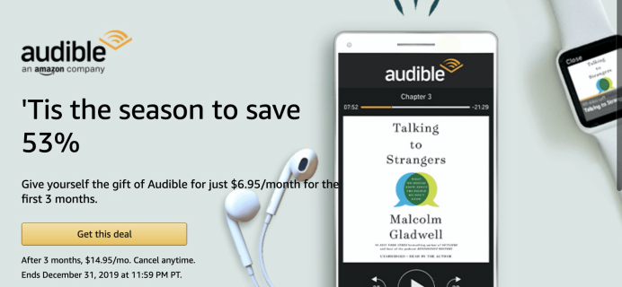 Audible Cyber Monday Deal: $6.95 a Month for 3 Months or 1 Month FREE!
