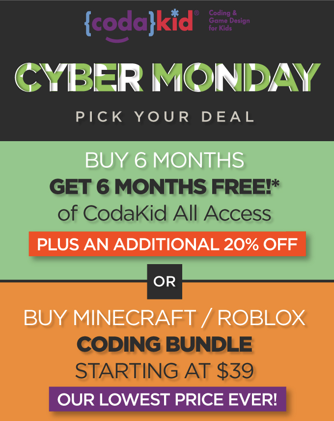 Codakid Cyber Monday 2019 Coupon Free 6 Months More Hello Subscription - roblox coding codakid