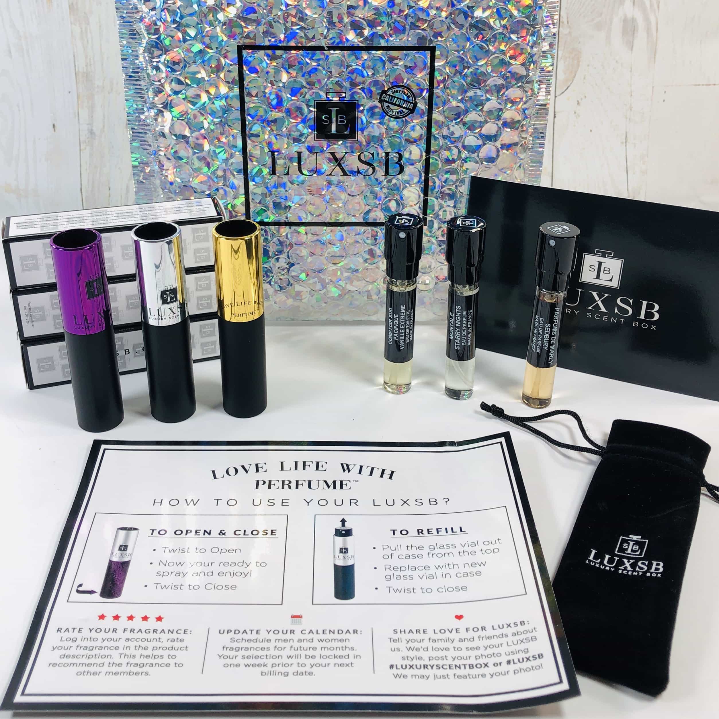 LUXSB Luxury Scent Box Subscription Box Review Coupon