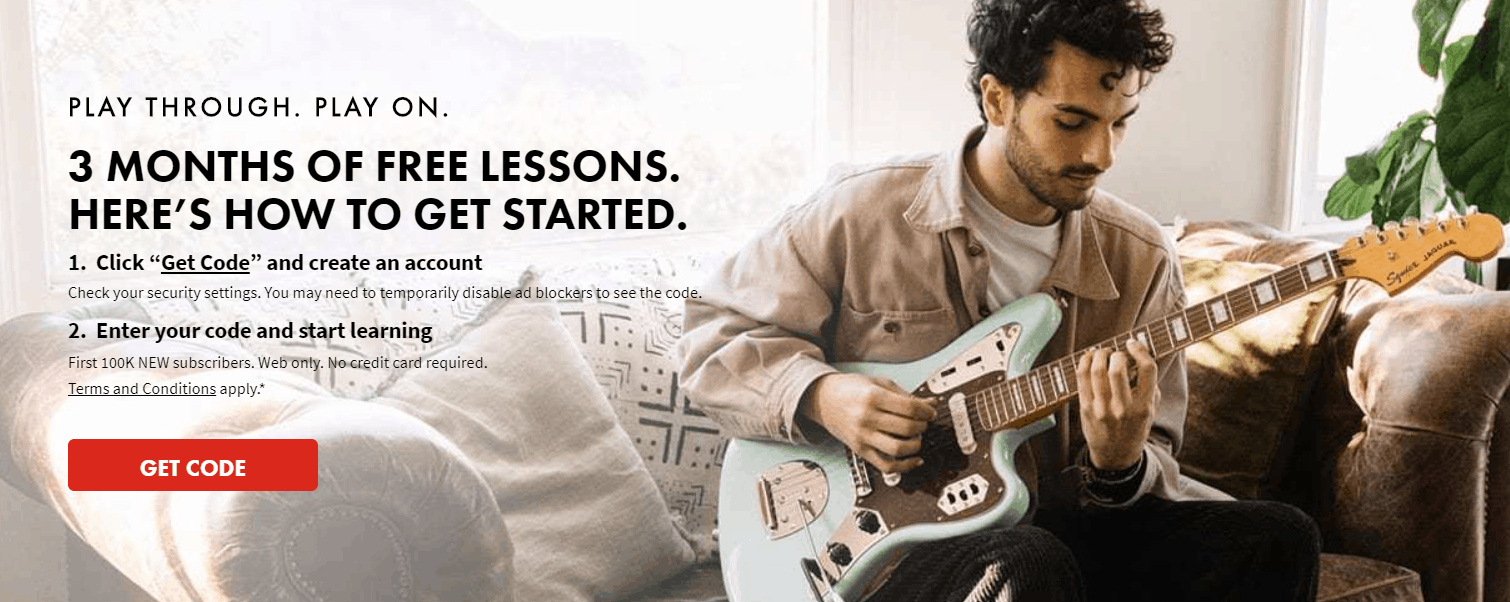 3 Free Lessons Fender Months For