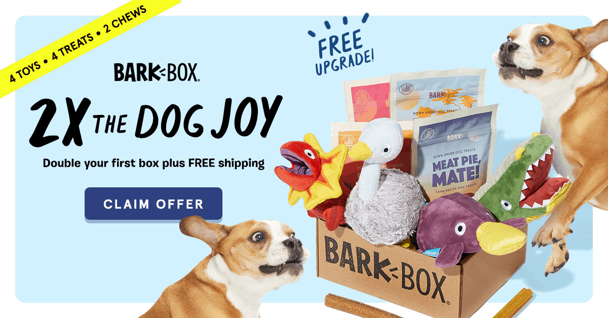 BarkBox Coupon Double Your First Box for FREE! Hello Subscription