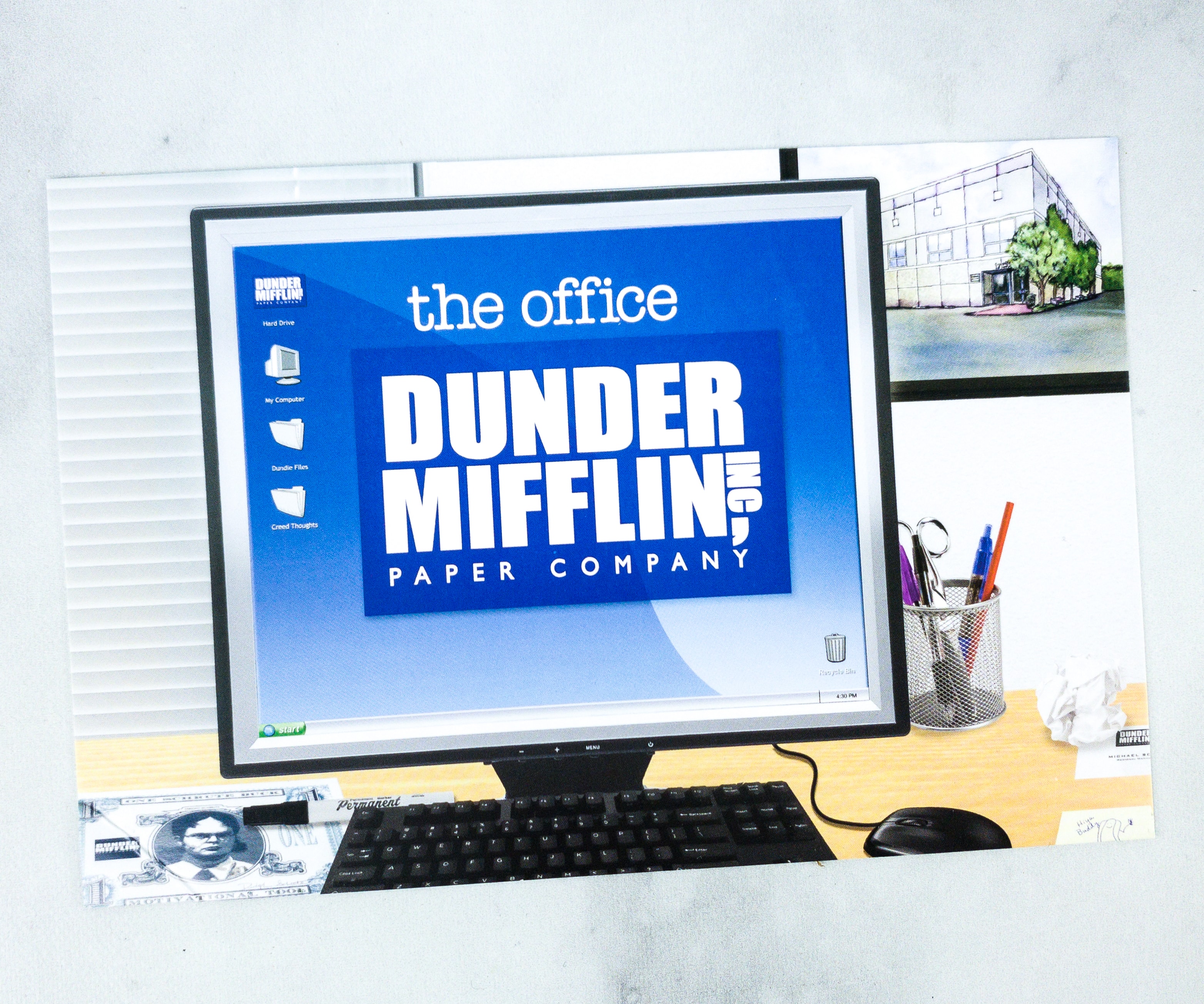 dunder mifflin computer wallpaper Greeting Card for Sale by jserazio1