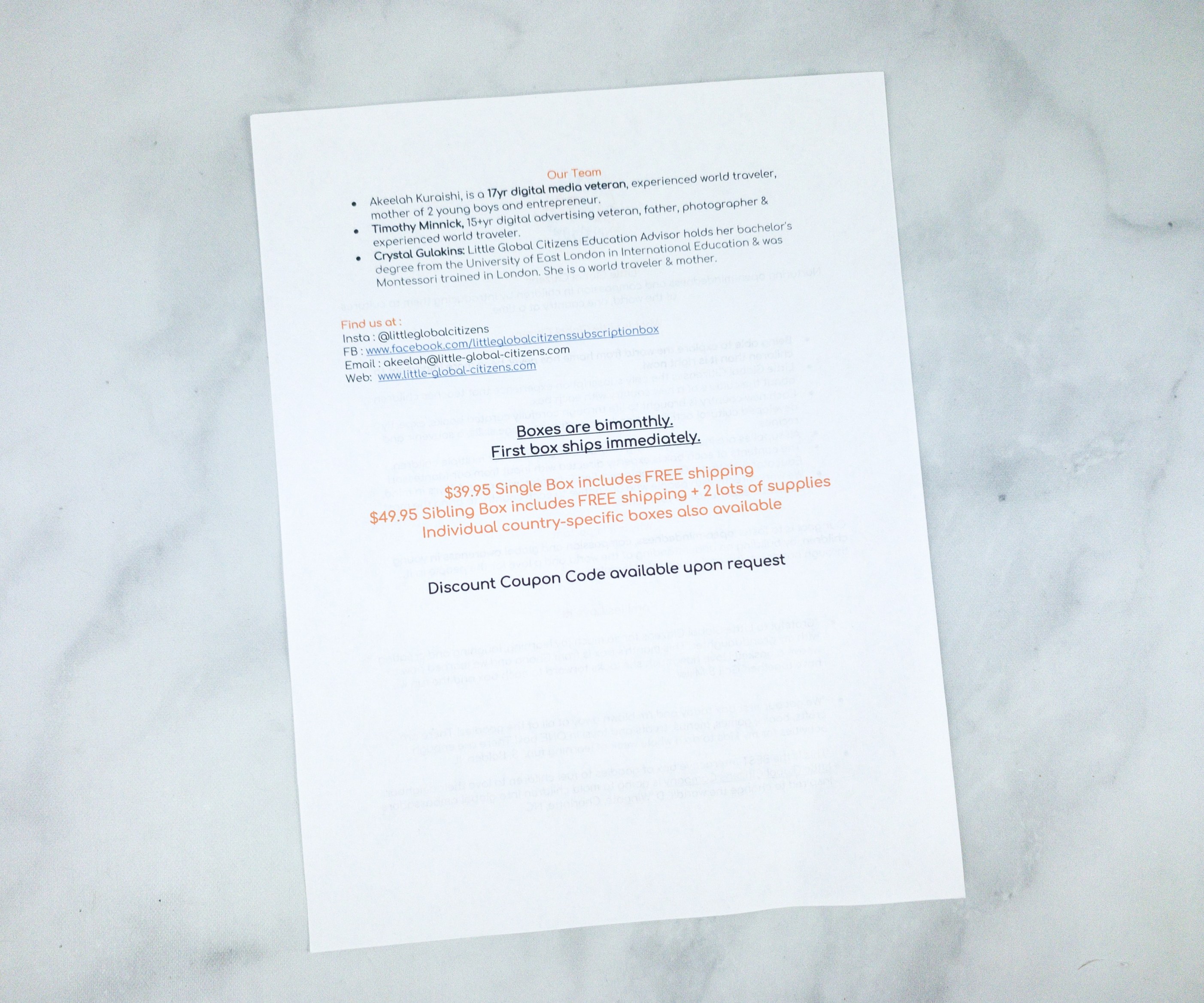 Little Global Citizens Subscription Box Review + Coupon THAILAND