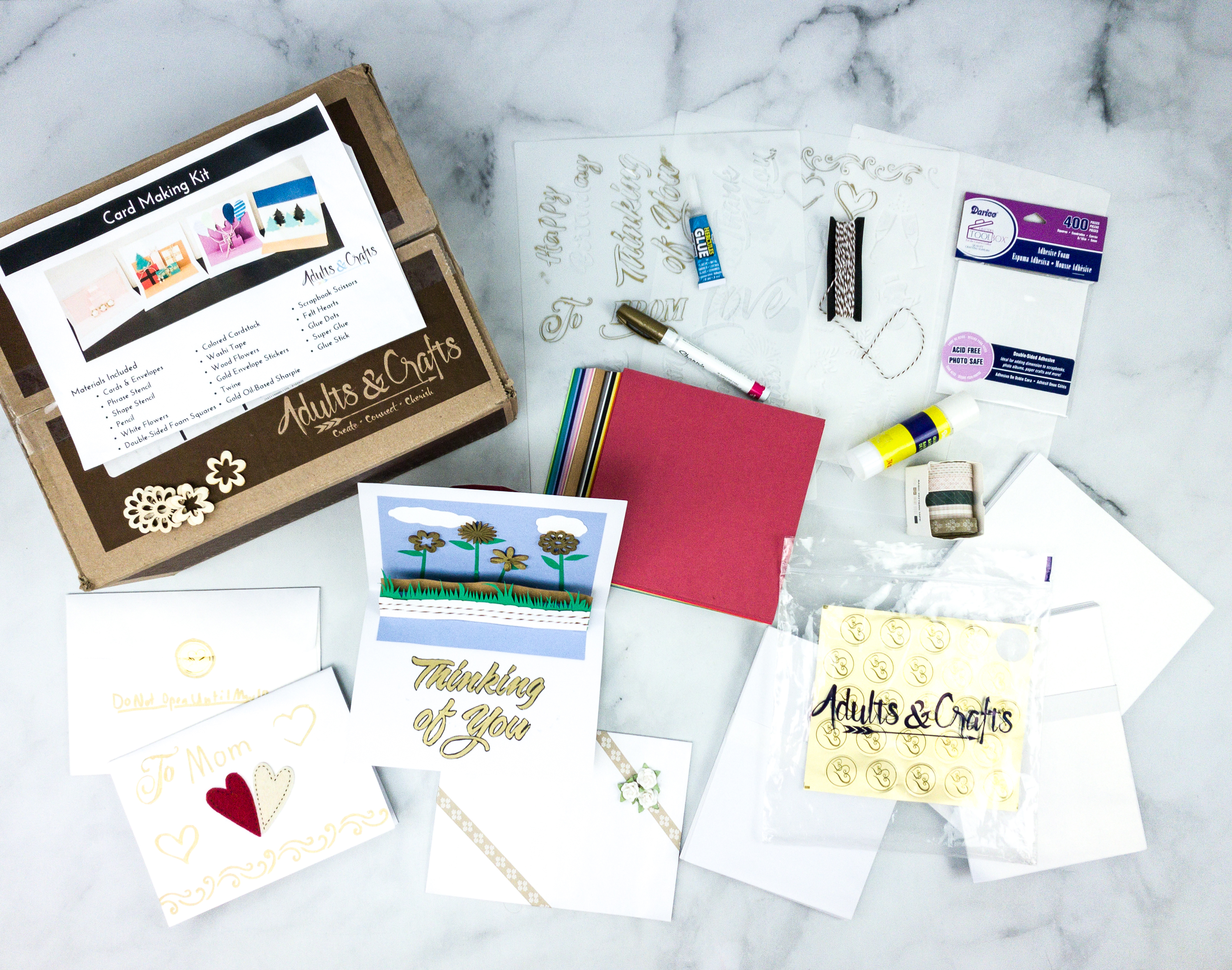 Adults & Crafts Subscription Box Review + Coupon - CARD MAKING KIT - Hello  Subscription