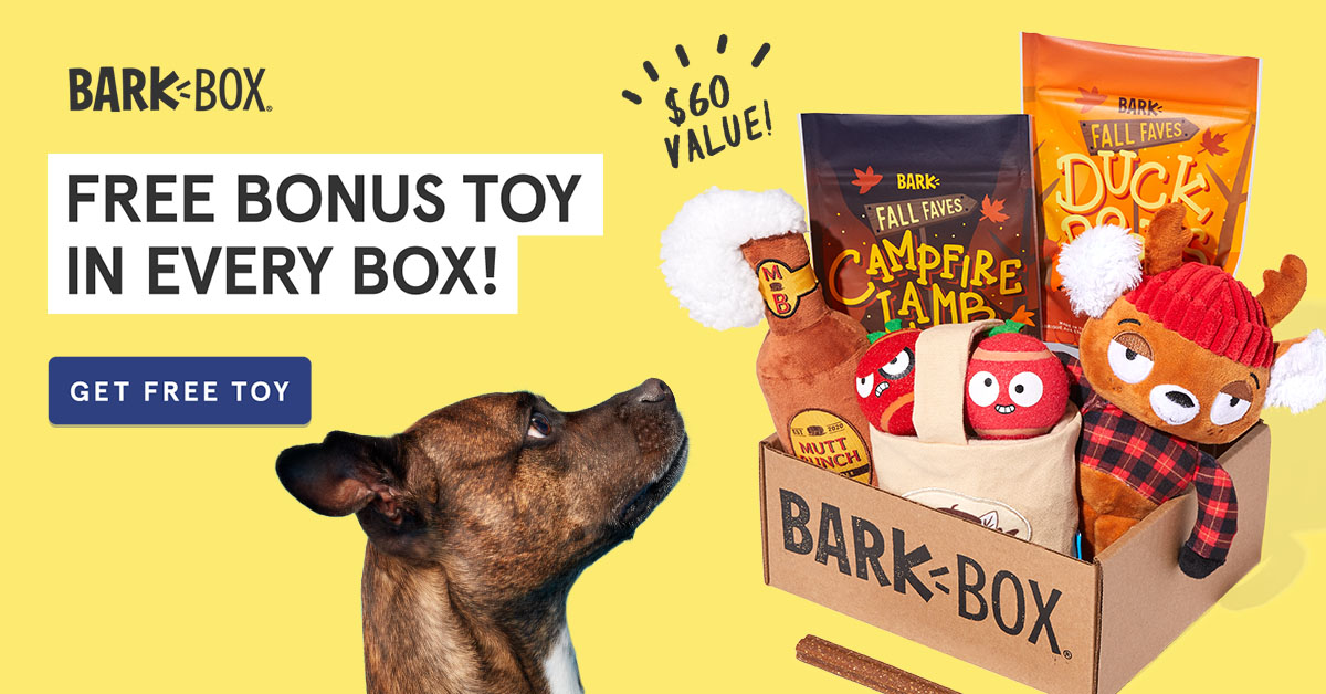 BarkBox Coupon FREE Extra Toy Every Month + Guaranteed Autumn Themed