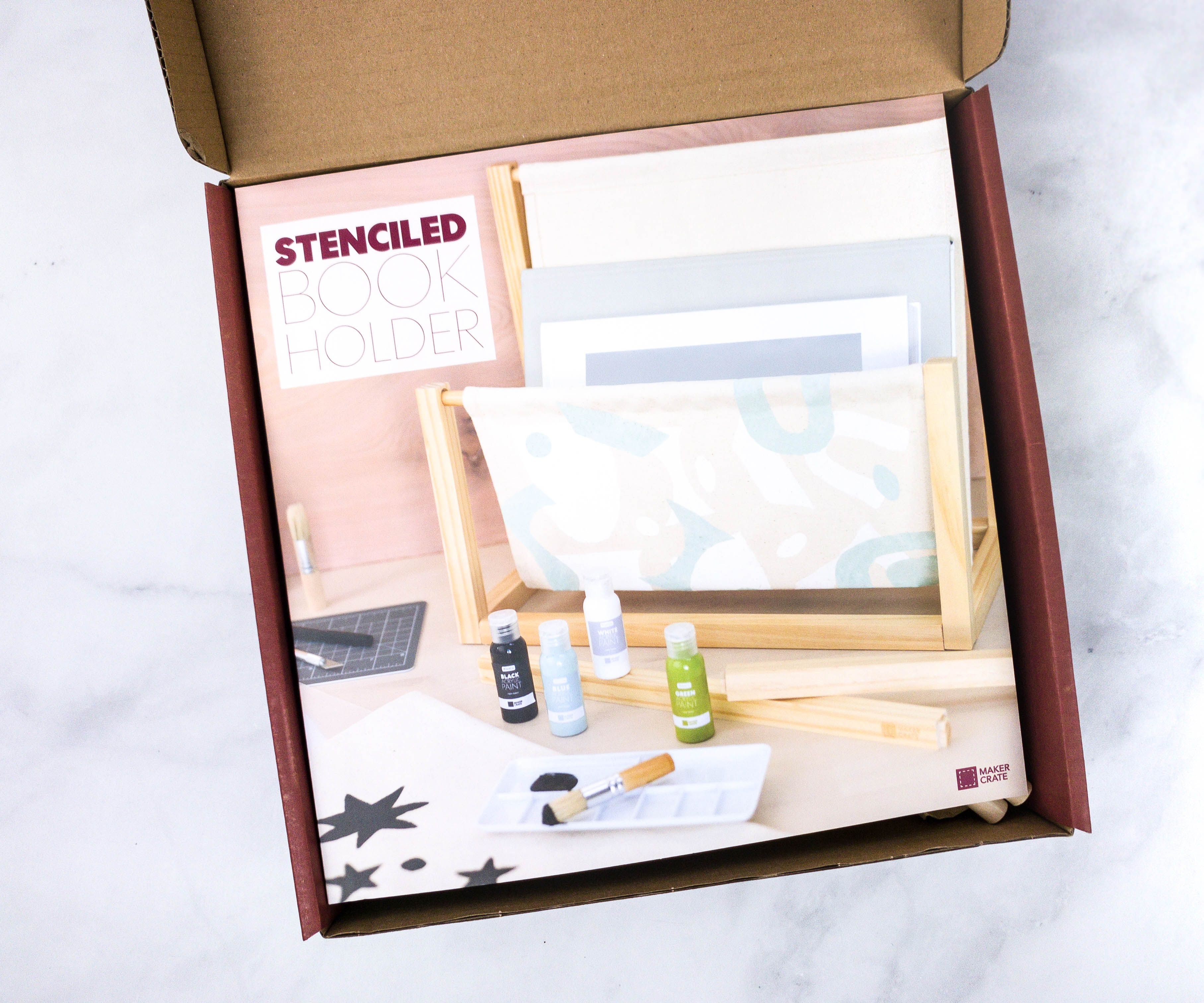 Maker Crate Review + Coupon STENCILED BOOK HOLDER Hello Subscription