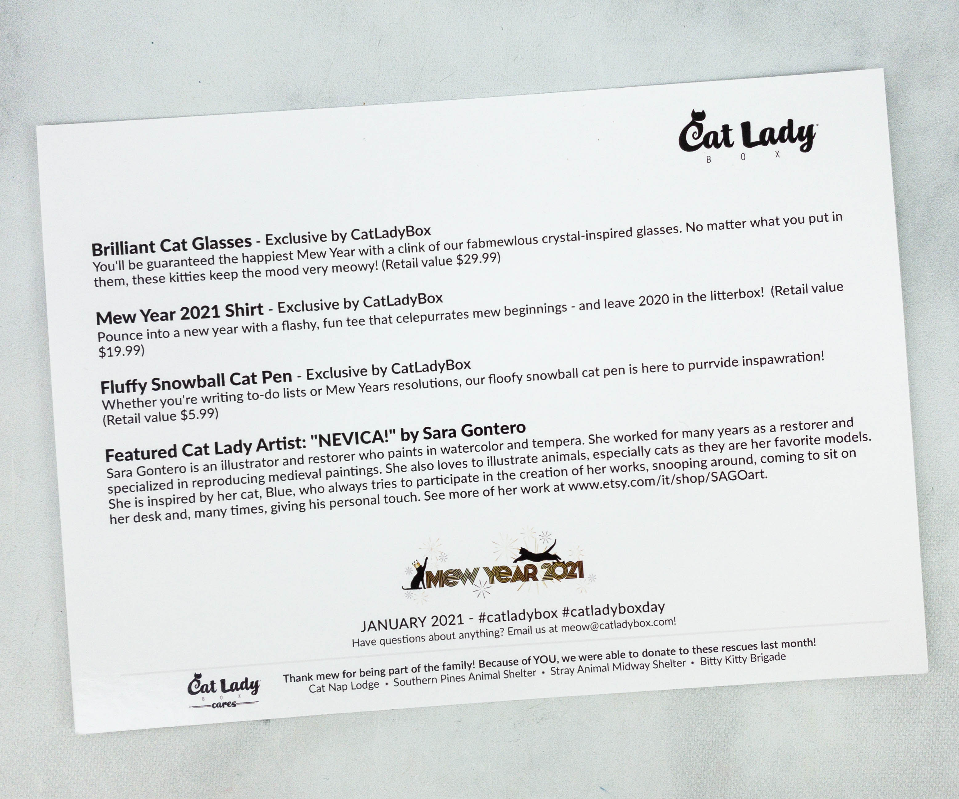 Cat Lady Box January 21 Subscription Box Review Mew Year 21 Hello Subscription