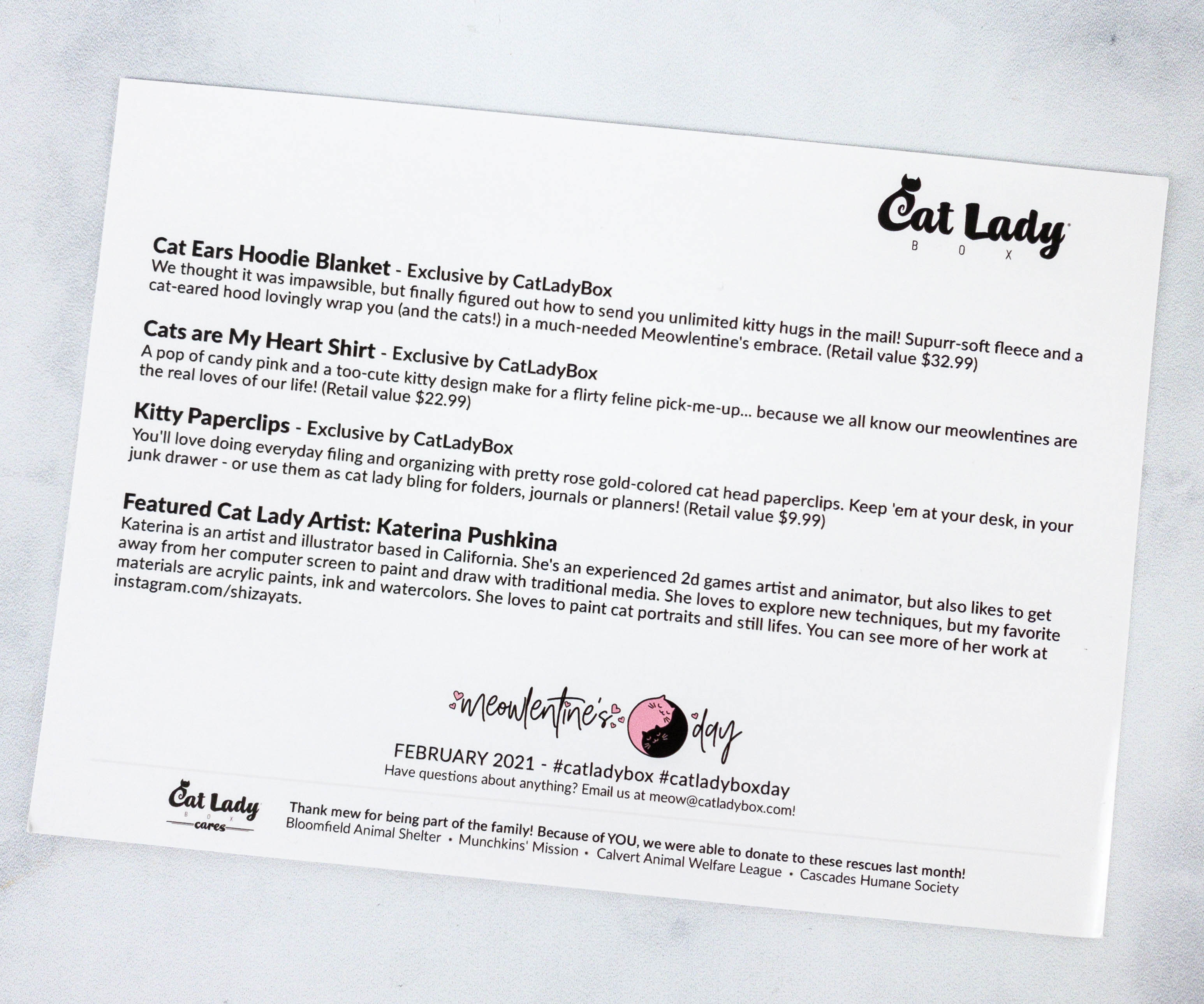 Cat Lady Box February 21 Subscription Box Review Meowlentine S Day Box Hello Subscription