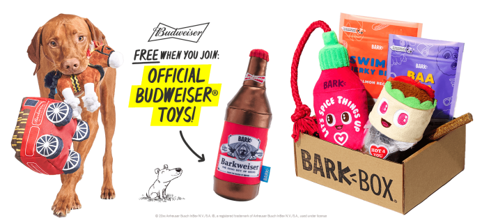 BarkBox Coupon: FREE Budweiser Bundle with Subscription!