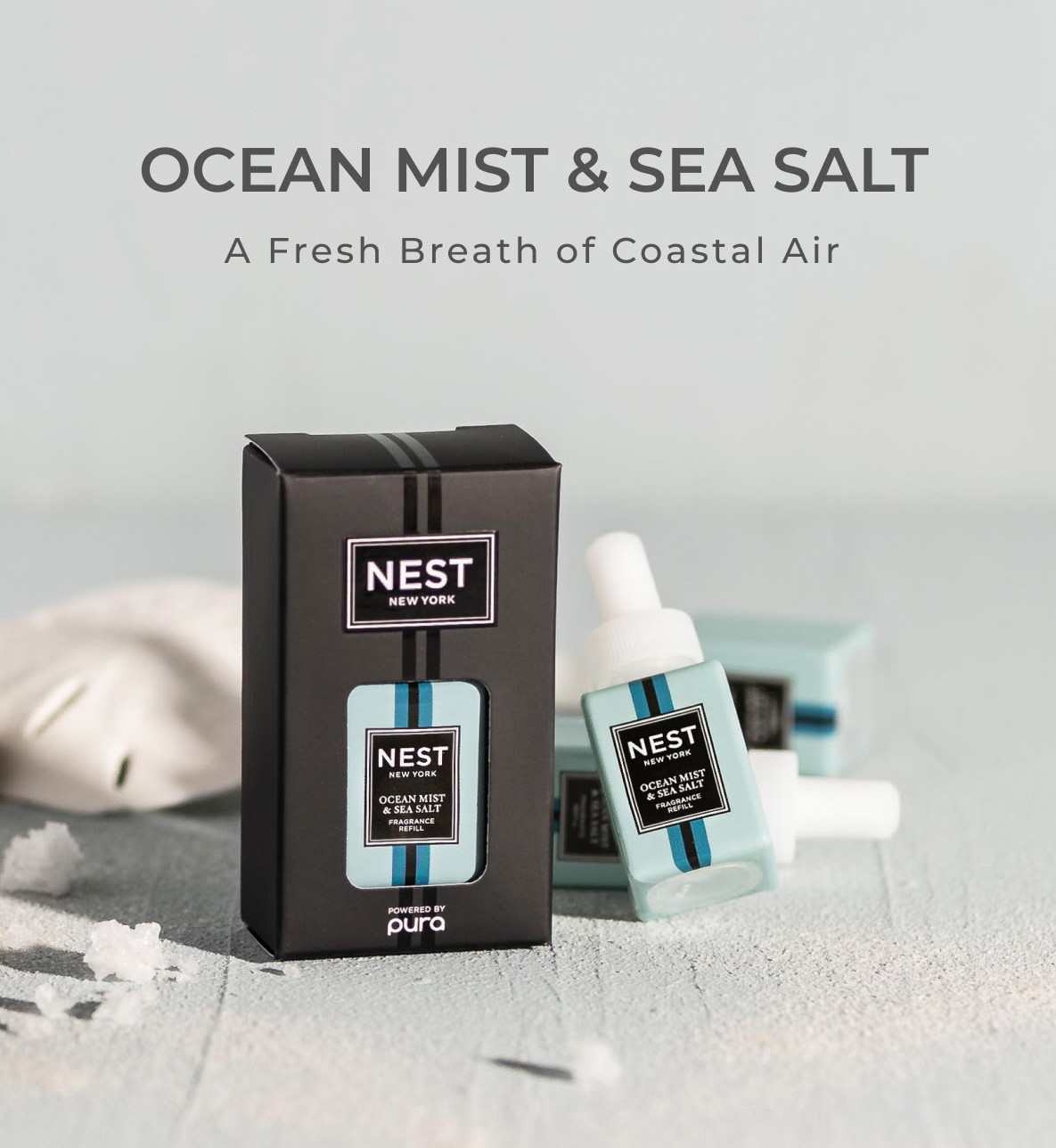 Nest New York Ocean Mist and Sea Salt Pura Smart Home Fragrance Diffuser Refill, Set of 2