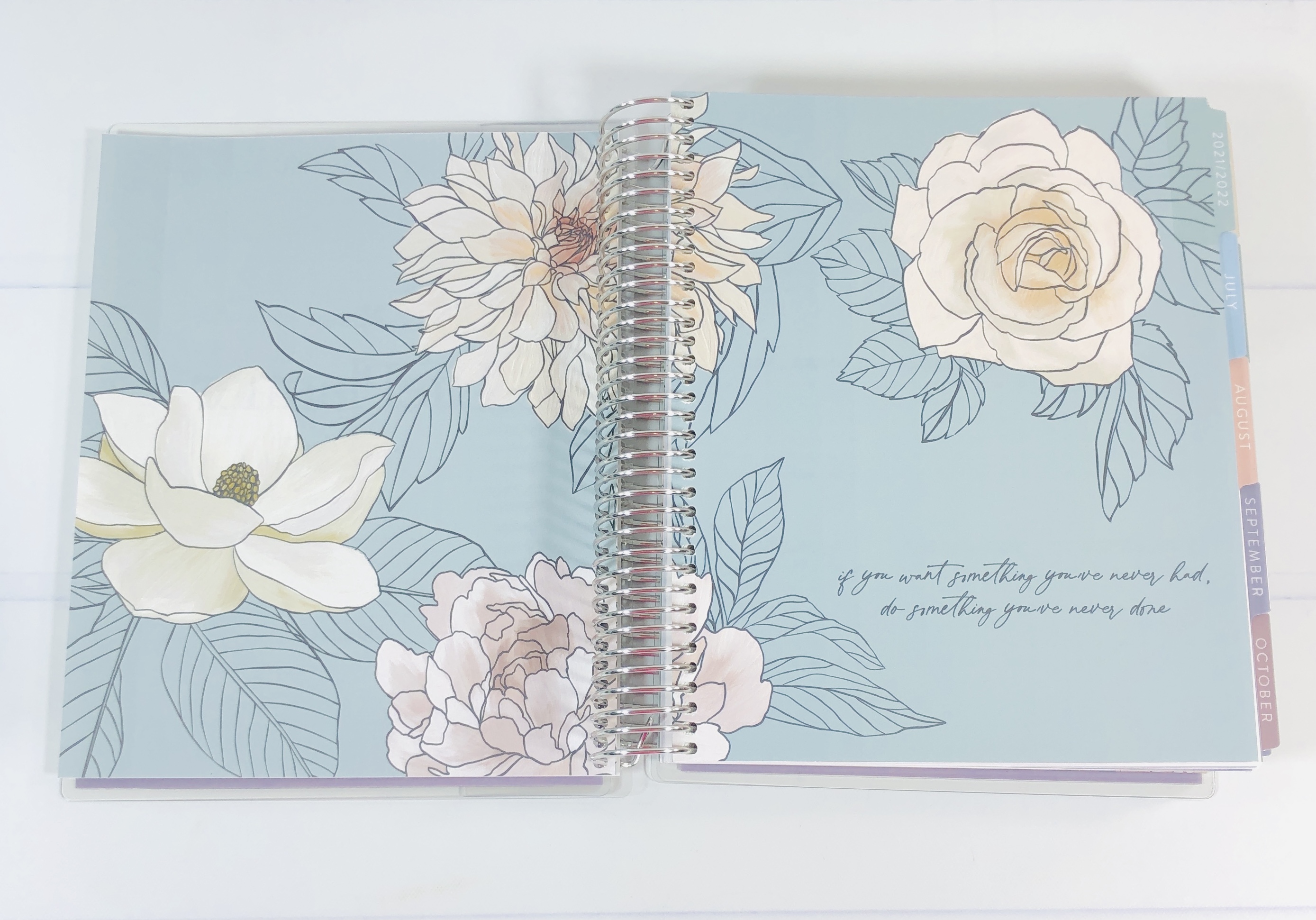 Spring Teal Gold Flower Front/Back Cover Set for use w/ Erin Condren Planner 