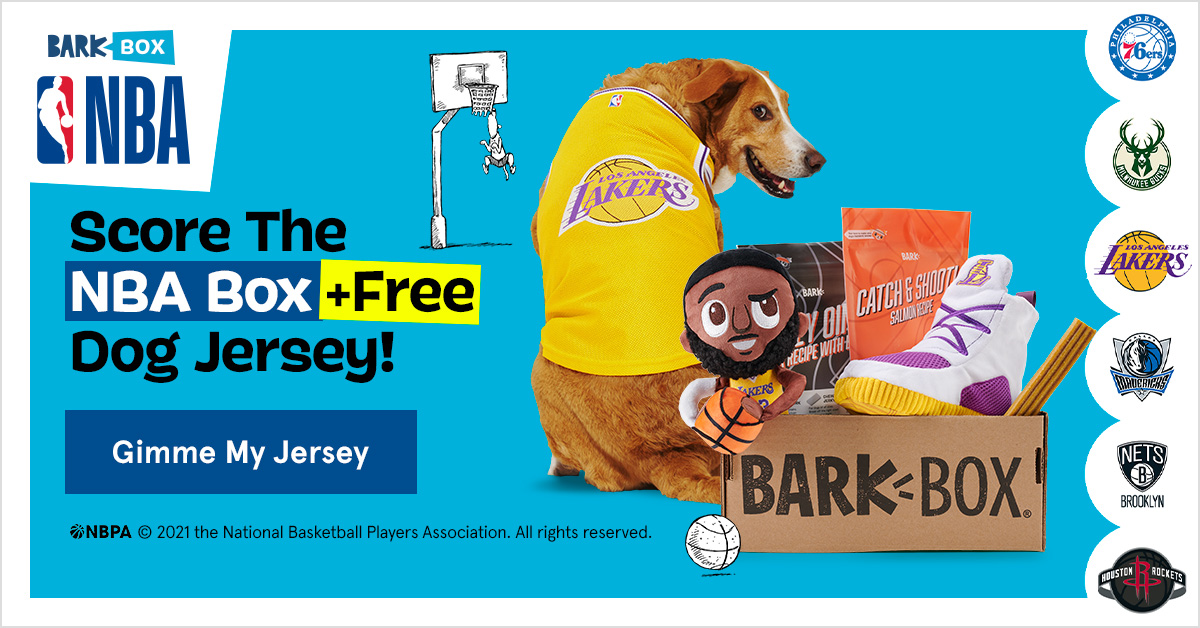 BarkBox Deal: FREE Jersey Wearable With Your First Box + NBA Themed Box! -  Hello Subscription