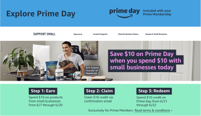 Amazon Prime Day 2021 Deal: Get $10 Credit with $10 Amazon Small Business Products Purchase!
