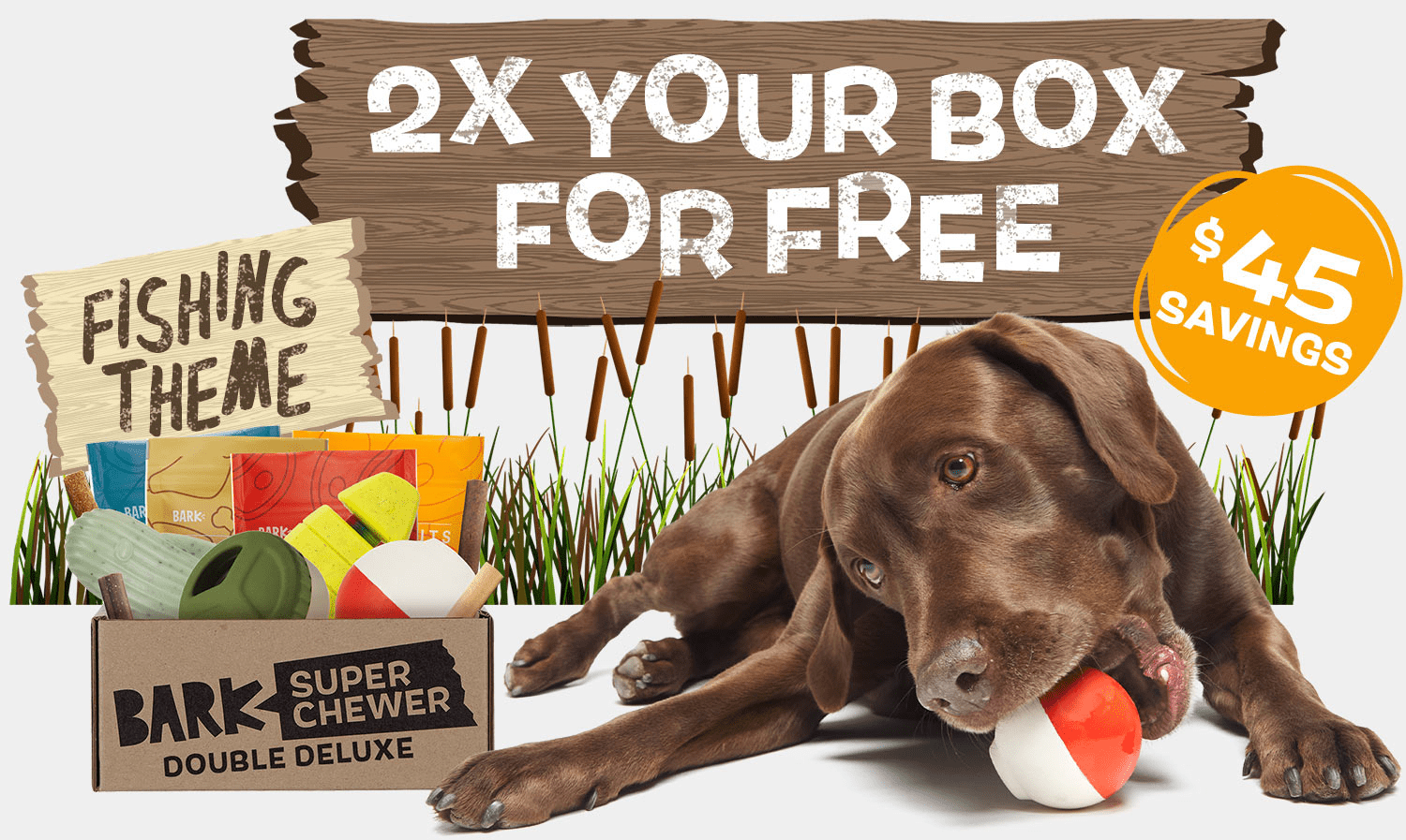 BarkBox Super Chewer First Box Double Deluxe Deal + Gone Fishing