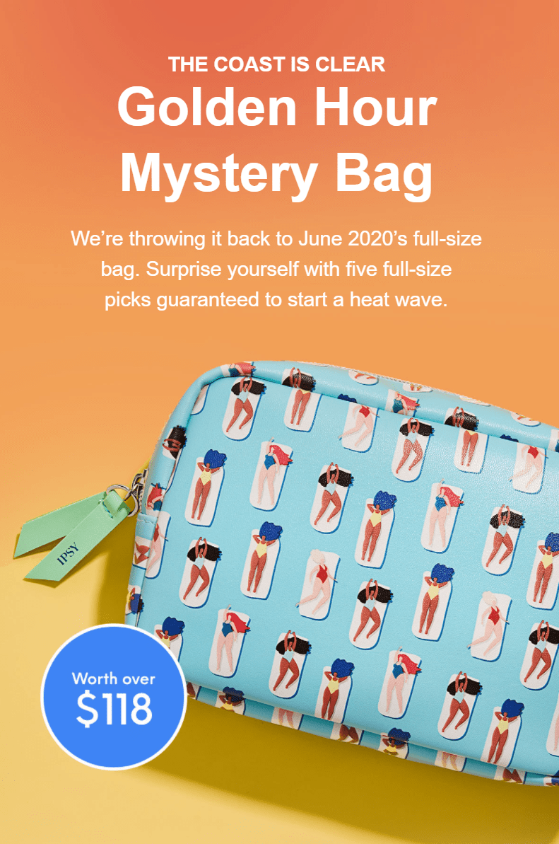 Ipsy August Golden Hour Mystery Glam Bag Plus 5 Full Size Products For