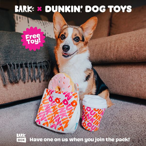 BarkBox & Super Chewer x Dunkin' Donut Deal FREE Dunkin' Dog Toy With