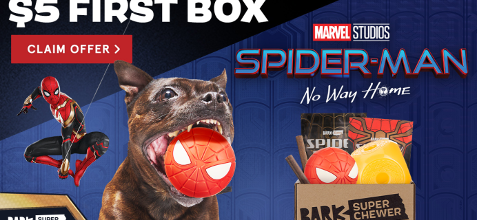 BarkBox Super Chewer: Black Friday First Box $5 + Spider-Man Themed Box!