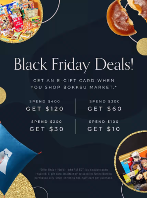 Bokksu Black Friday Deals: Get Up To $120 E-Gift Card with Shop Purchases!