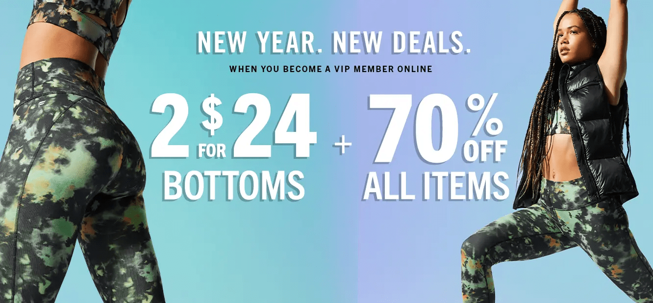 Fabletics New Year Sale: New VIPs Get 70% Off EVERYTHING + 2 for