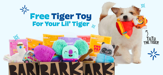 BarkBox Deal: FREE Tutu the Tiger Toy With First Box of Toys and Treats for Dogs!
