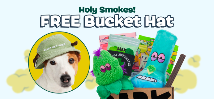 BarkBox Coupon: FREE Dog Wearable 420 Bucket Hat With First Box of Toys and Treats for Dogs!