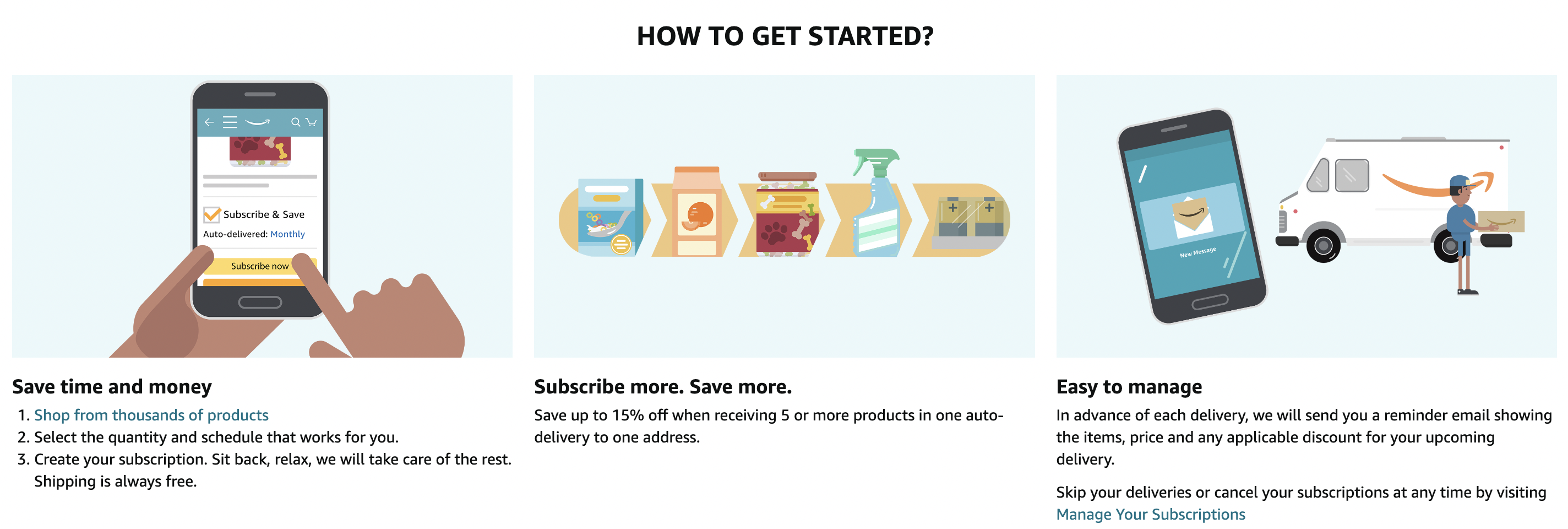 Subscribe & Save: Save up to 15% on everyday items you need