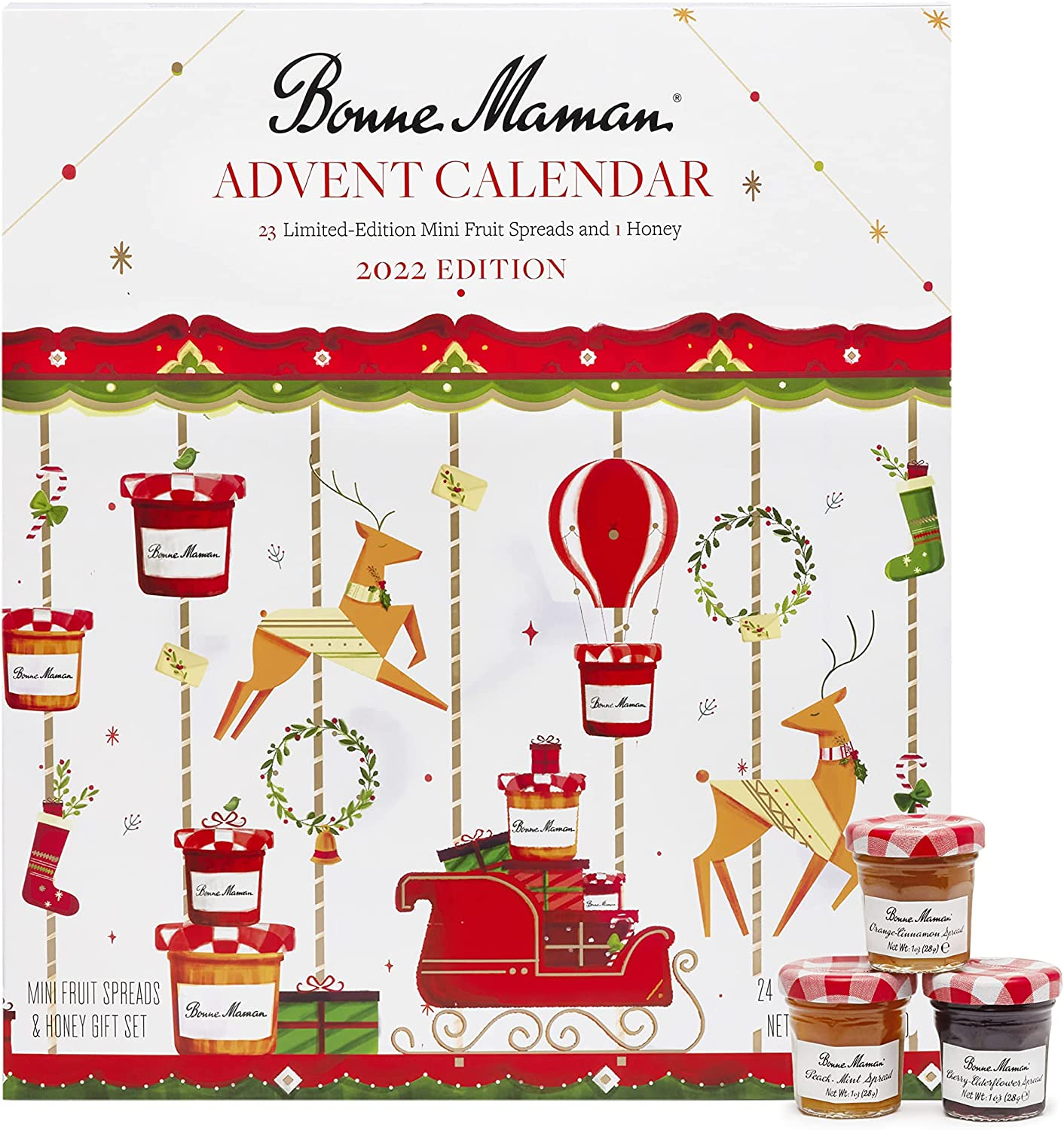 2022 Bonne Maman Advent Calendar 24 Mini Fruit Spreads & Honey