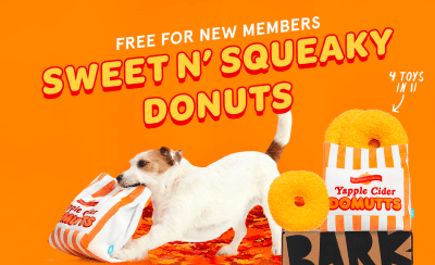 BarkBox Coupon: FREE XL Yapple Cider Domutts Toy With First Box of Toys and Treats for Dogs!