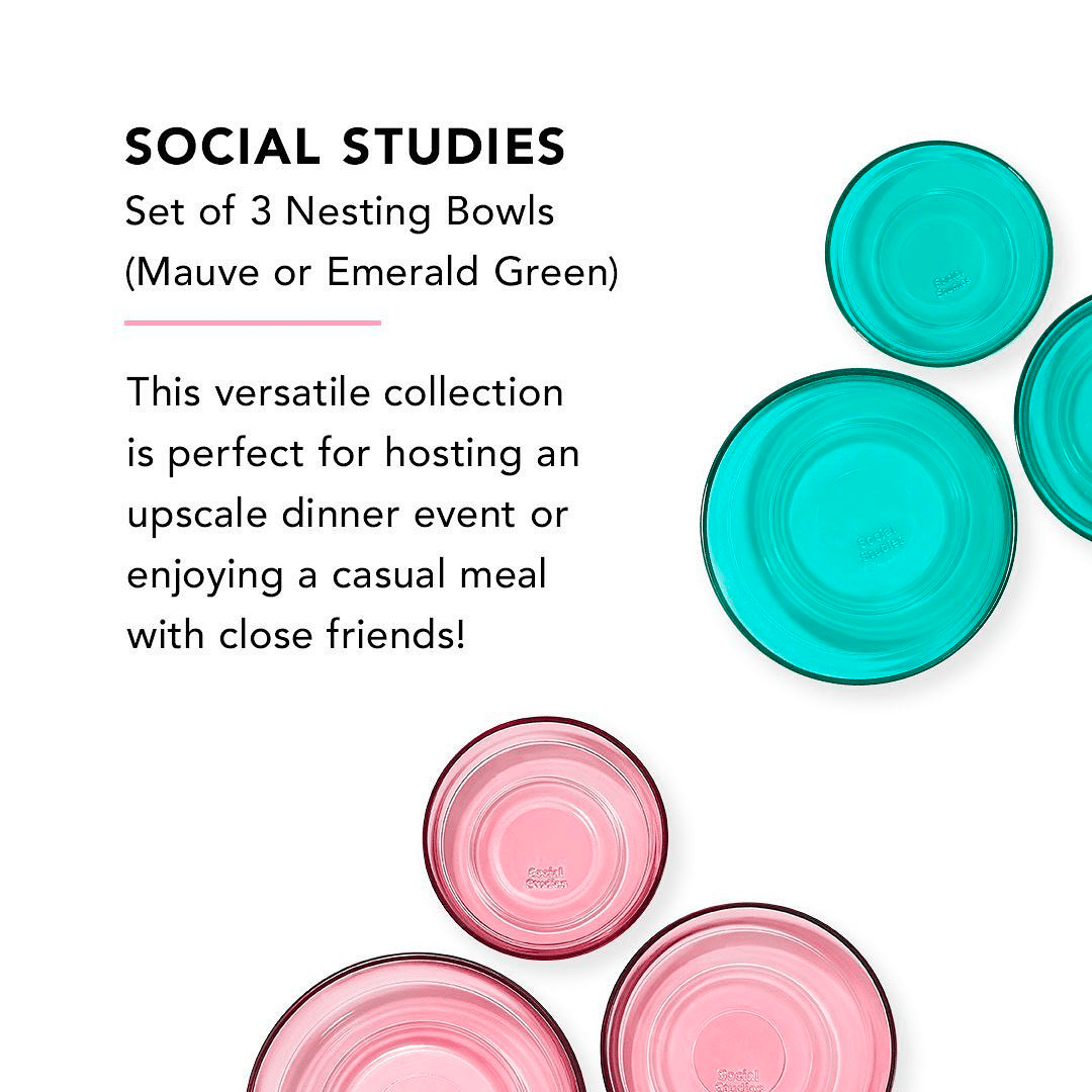 FabFitFun Winter 2022 Spoilers - Social Studies Set of 3 Nesting Bowls in Emerald Green OR Mauve