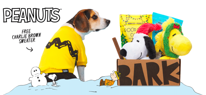 BarkBox Coupon: FREE Charlie Brown Dog Sweater with Peanuts Holiday Box!