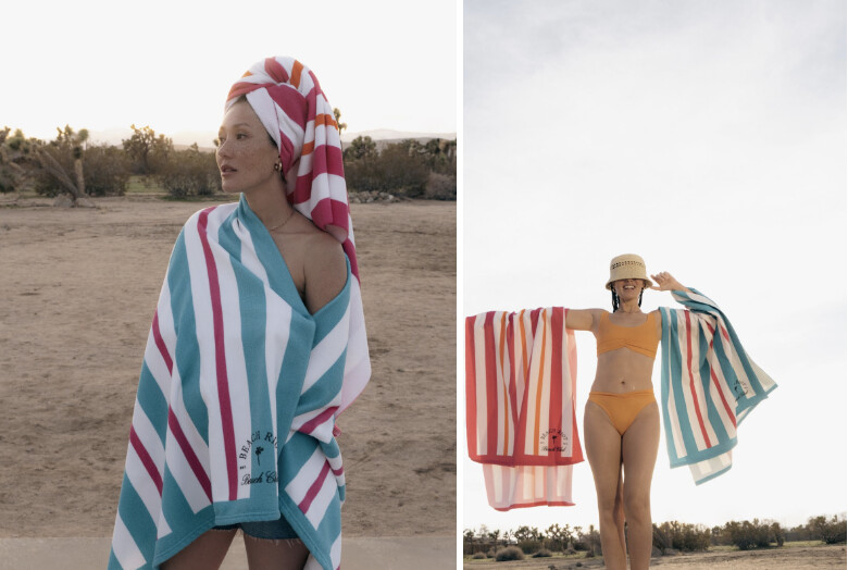 Beach Riot Beach Club Towel Pink/Orange Stripe + Beach Club Towel Pink/Blue Stripe