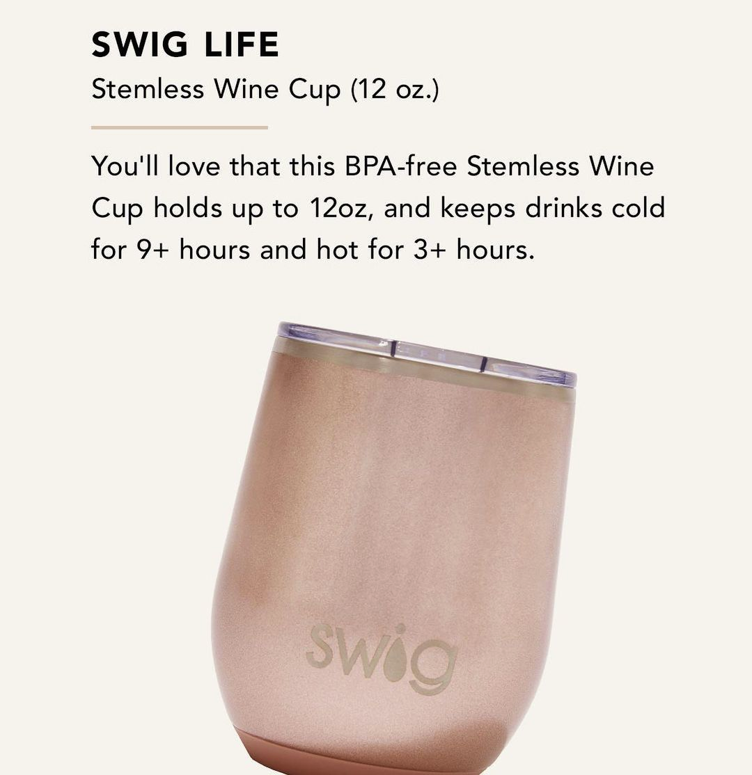 Swig Life Stemless Wine Cup Shimmer Rose Gold
