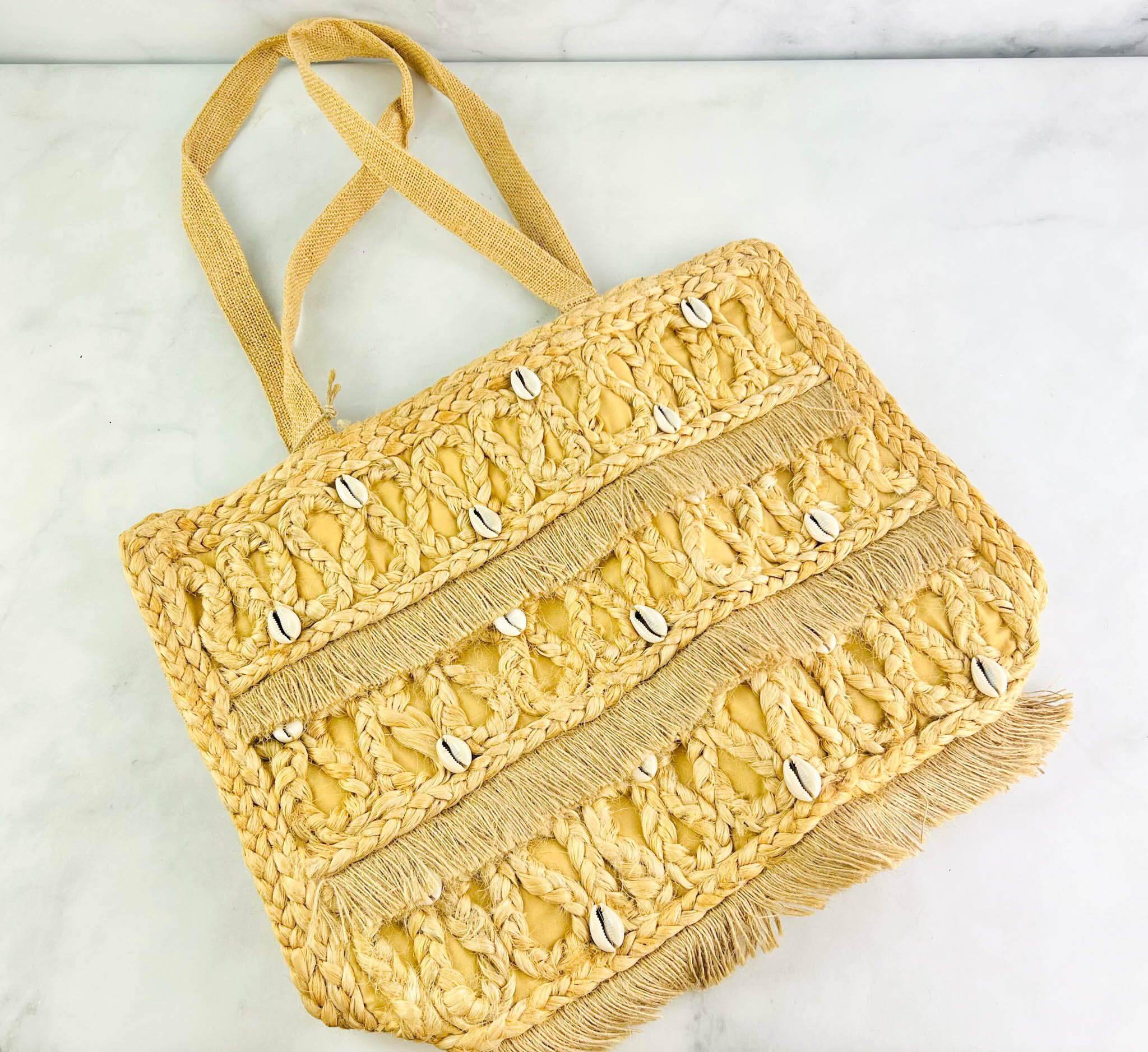 Salt + Umber newest The Isla Jute Seashell Tote Bag