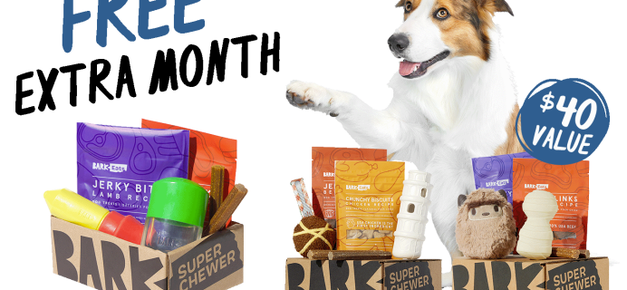 BarkBox Super Chewer Coupon: FREE Extra Month With Subscription of Tough Toys for Dogs!
