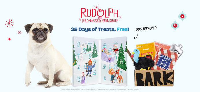 BarkBox Coupon: FREE Rudolph The Red-Nosed Reindeer Advent Calendar With First Box of Toys and Treats for Dogs!