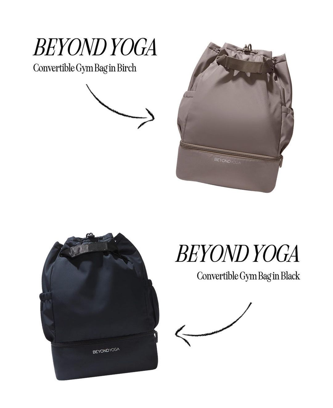 New Beyond Yoga Black Convertible Backpack/tote bag