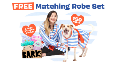 BarkBox & Super Chewer Mother’s Day Deal: FREE Human + Dog Bathrobe Bundle With First Box of Toys and Treats for Dogs!